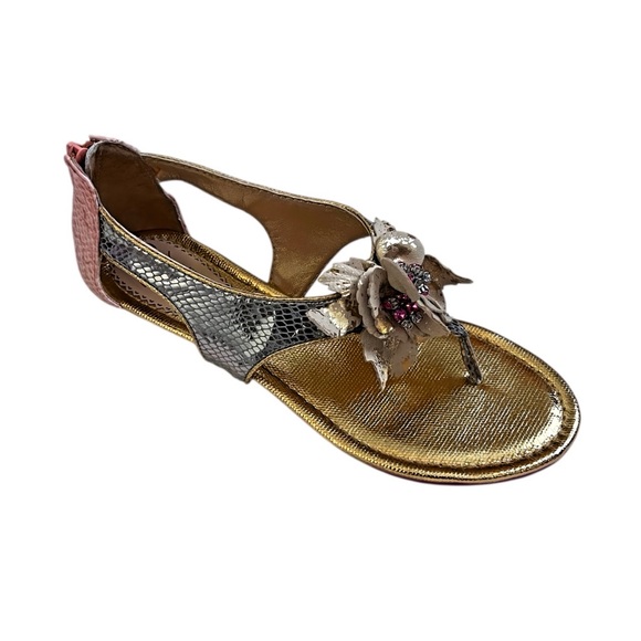 Poetic License Metallic Flower Sandals 39.5 - Picture 2 of 12